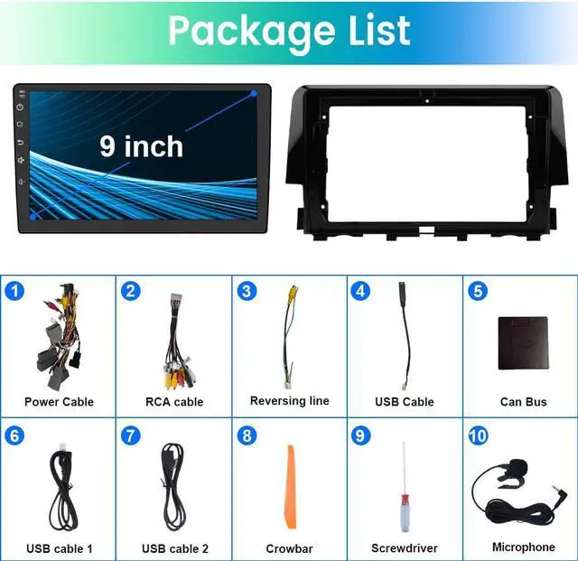 Alt view image 7 of 7 - Car Radio Stereo for Honda Civic 2016-2020, Android Radio Touch Screen Media Built in Wireless Apple Carplay Andriod Auto 2G +32G Support GPS Navigation Steering Wheel Control Split Screen