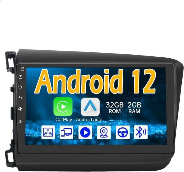 Main image of Car Stereo Radio Android 12.0 for Honda Civic 2012, Touch Screen Radio Support Carplay Android Auto Bluetooth WiFi FM Mirror Link GPS Navigation Split Screen SWC