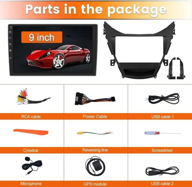 Alt view image 7 of 7 - Android 12 Car Stereo Radio Compatible for Hyundai Elantra 2011-2013, 9 inch GPS Navigation Built-in DSP Bluetooth WiFi SWC MirrorLink Wireless CarPlay Wired Android Auto