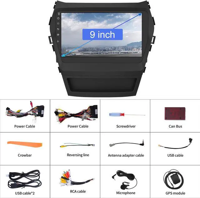 Alt view image 6 of 6 - Car Radio for Hyundai Santa Fe IX45 2013-2017 Android 12 Car Stereo Head Unit with Apple Carplay Andriod Auto GPS Navigation Bluetooth Steering Wheel Control
