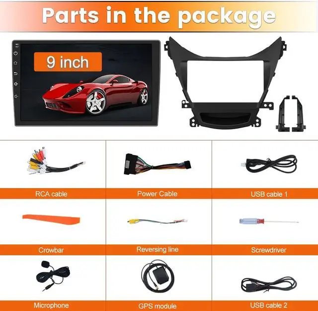 Alt view image 7 of 7 - Android 12 Car Stereo Radio for Hyundai Elantra 2014 9 inch GPS Navigation Built-in DSP Bluetooth WiFi SWC MirrorLink Head Unit Auto Multimedia Player Radio