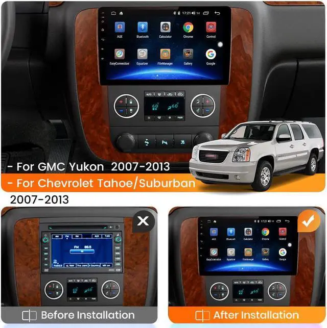 Alt view image 2 of 7 - Car Radio Stereo for GMC Yukon Chevrolet Chevy Silverado Tahoe Suburban 2007-2012 with Built in Apple CarPlay Andriod Auto