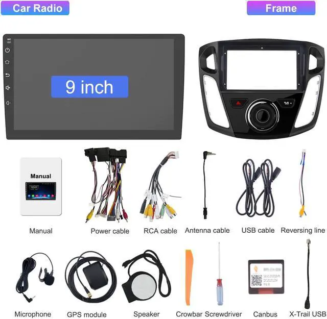 Alt view image 7 of 7 - Android 12 Car Stereo Radio Compatible for Ford Focus 2012-2017, 9 inch GPS Navigation Built in Wireless CarPlay Wired Android Auto DSP Bluetooth WiFi SWC Head Unit Auto Multimedia Player Radio