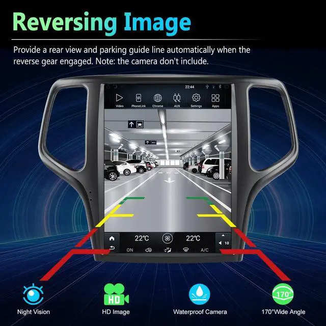 Alt view image 6 of 7 - Car Stereo Android 10 for Jeep Grand Cherokee 2014-2021, 12 inch Tesla Style Touch Screen Radio 4G ROM 64G RAM Built in Carplay Android Auto, Support WiFi/Bluetooth/SWC/Navigation/HDMI Output