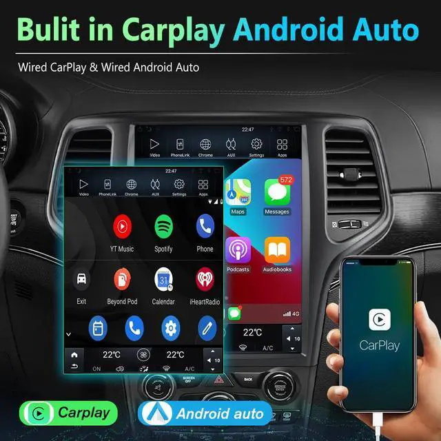 Alt view image 5 of 7 - Car Stereo Android 10 for Jeep Grand Cherokee 2014-2021, 12 inch Tesla Style Touch Screen Radio 4G ROM 64G RAM Built in Carplay Android Auto, Support WiFi/Bluetooth/SWC/Navigation/HDMI Output