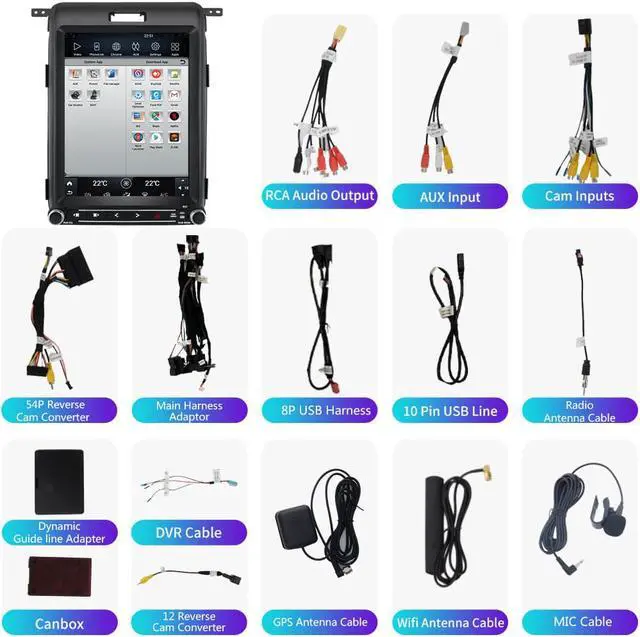 Alt view image 6 of 7 - Android Car Stereo 12.1 Inch Radio for Ford F150 2013 2014, Carplay Android Auto Head Unit Multimedia Player Built-in DSP Bluetooth WiFi SWC MirrorLink