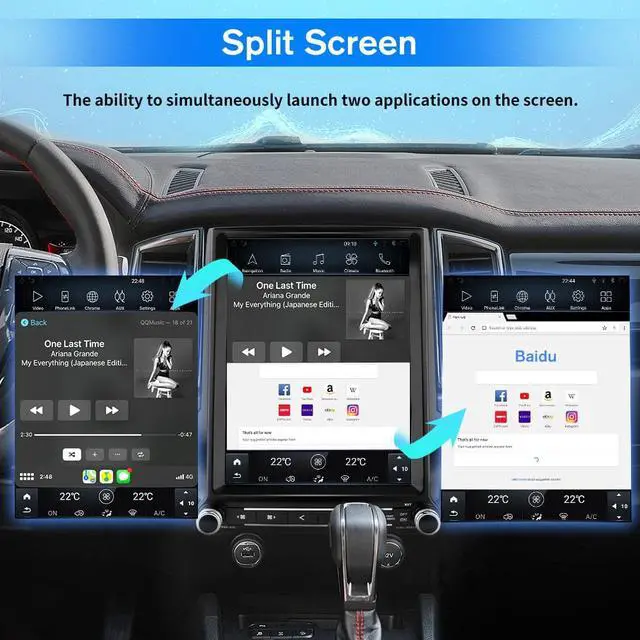 Alt view image 5 of 7 - Car Radio Stereo for Ford Ranger 2019-2022 Built in Carplay/Android Auto Head Unit 4G RAM 64G ROM,12.1 Inch Touch Screen 1024 * 768 Resolution with SWC WiFi GPS Navigation DSP Bluetooth Plug and Play