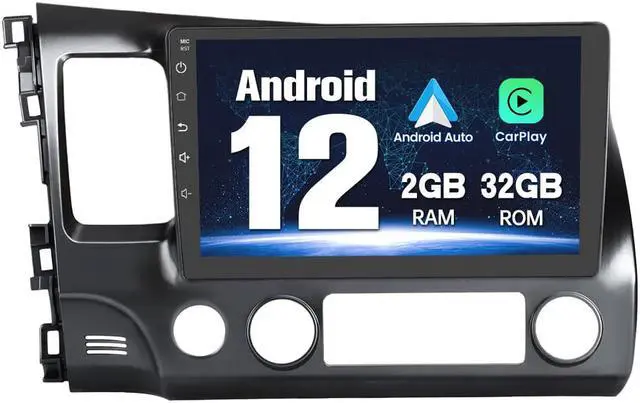 Main image of Car Radio Stereo for Honda Civic 2006-2011 Andriod 12 with Bluetooth GPS Navigation Wireless Apple CarPlay Andriod Auto