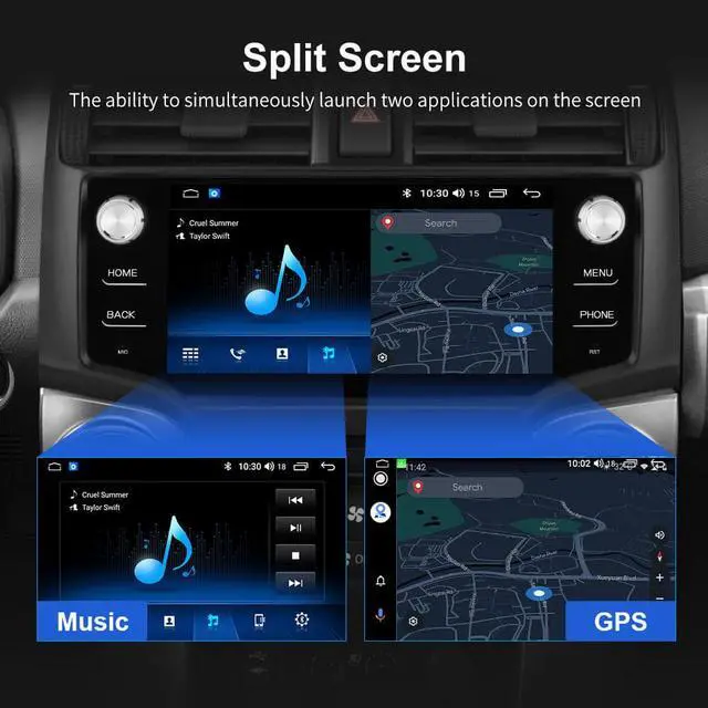 Alt view image 6 of 7 - Car Radio Stereo for Toyota 4runner 2010-2019 4G RAM 64G ROM with Wireless Apple CarPlay Andriod Auto
