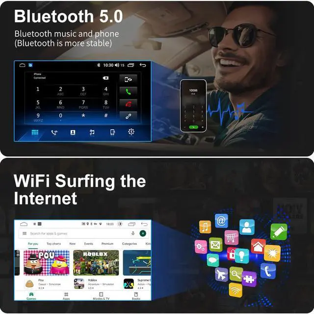 Alt view image 4 of 7 - Car Radio Stereo for Toyota 4runner 2010-2019 4G RAM 64G ROM with Wireless Apple CarPlay Andriod Auto