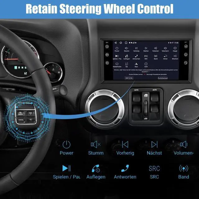 Alt view image 6 of 7 - Car Radio Stereo for Jeep Wrangler JK Grand Cherokee Chrysler Dodge Replacement, Touch Screen Head Unit Bulit in Carplay Andriod Auto 2G Ram 32G ROM