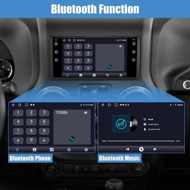 Alt view image 4 of 7 - Car Radio Stereo for Jeep Wrangler JK Grand Cherokee Chrysler Dodge Replacement, Touch Screen Head Unit Bulit in Carplay Andriod Auto 2G Ram 32G ROM