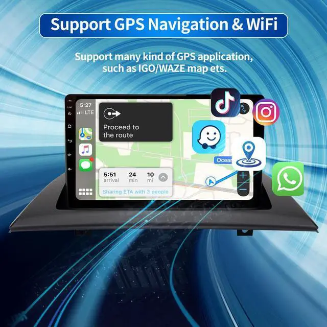 Alt view image 2 of 7 - Android Car Stereo for BMW X3 E83 2004 2005 2006 2007 2008 2009 2010 2011 2012 Upgrade Touch Screen Radio with Wireless Carplay Android Auto, Support Bluetooth WiFi GPS Navigation