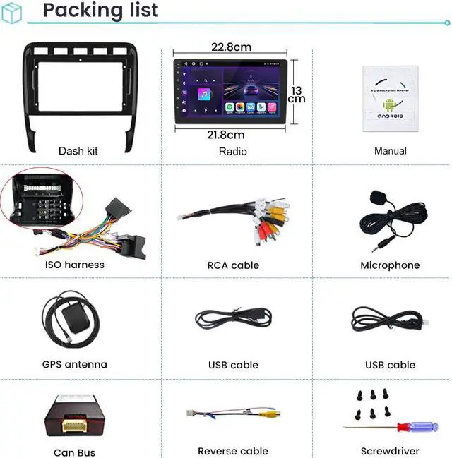 Alt view image 7 of 7 - Car Radio Stereo for Porsche Cayenne 2003-2010 with Wireless Apple Carplay Android Auto