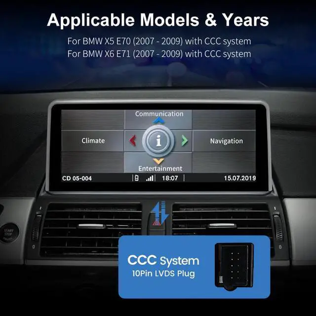 Alt view image 2 of 7 - Car Stereo for BMW X5 X6 E70 E71(2007 2008 2009) CCC Android System, Multimedia Player Radio Built-in CarPlay Android Auto GPS Navigator Retained iDrive System Support 4G LTE WiFi Bluetooth