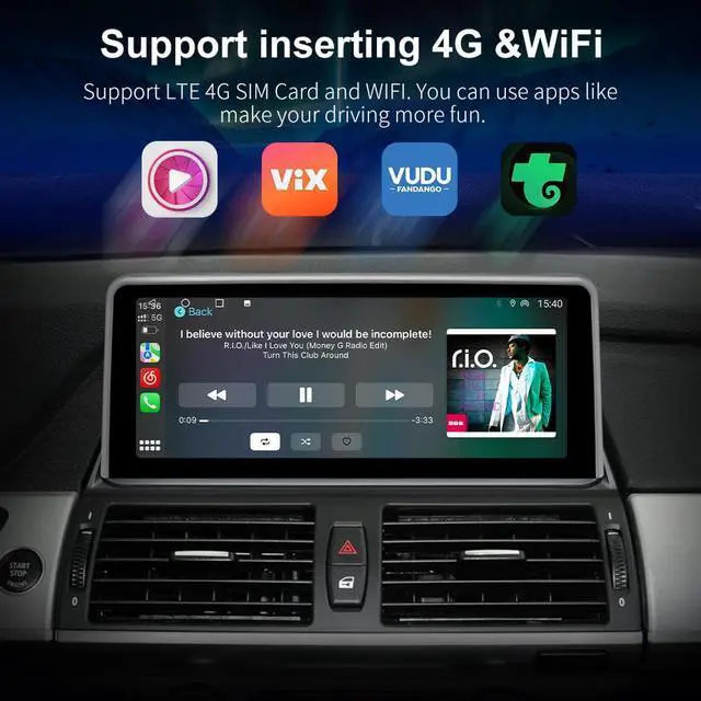 Alt view image 6 of 7 - Car Stereo for BMW X5 X6 E70 E71(2007 2008 2009) CCC Android System, Multimedia Player Radio Built-in CarPlay Android Auto GPS Navigator Retained iDrive System Support 4G LTE WiFi Bluetooth