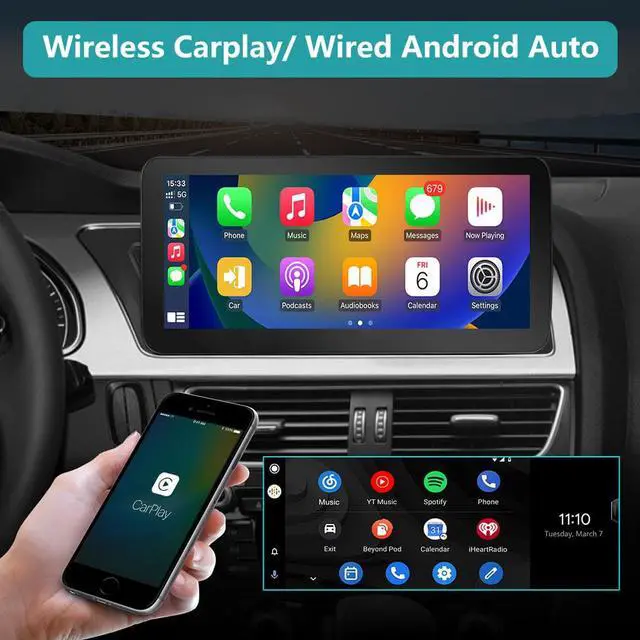 Alt view image 5 of 7 - Andriod Car Radio Stereo for Audi A4A5 B8 2009-2017 GPS Navigator MMI Control Retained12.3 inch Screen Upgrade Built in Carplay/Android Auto SWC BT AM/FM CD DVD 4G RAM 64G ROM Head Unit