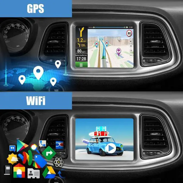 Alt view image 4 of 7 - Android 12 Car Stereo for Dodge Charger Challenger RAM 2015-2019 Jeep Wrangler Gladiator Compass 2018-2020 Radio Upgrade Replacement with Wireless Carplay GPS Bluetooth WiFi, 4+64GB