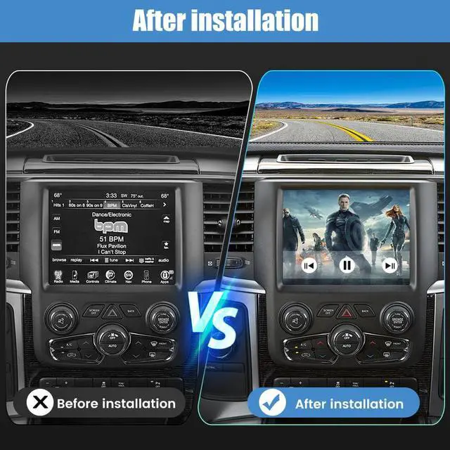 Alt view image 2 of 7 - Android 12 Car Stereo for Dodge Charger Challenger RAM 2015-2019 Jeep Wrangler Gladiator Compass 2018-2020 Radio Upgrade Replacement with Wireless Carplay GPS Bluetooth WiFi, 4+64GB