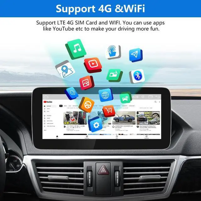 Alt view image 5 of 7 - Android 11 Car Stereo for Mercedes Benz E Class W212 2011 2012 NTG 4.0, Radio Replacement Support CarPlay Android Auto, Touch Screen Multimedia Player GPS Navigator Supports 4G WiFi - 4+64GB