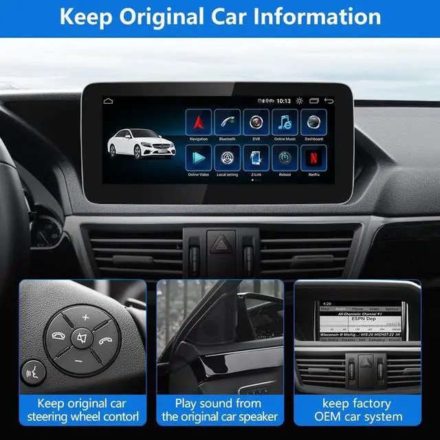 Alt view image 6 of 7 - Android 11 Car Stereo for Mercedes Benz E Class W212 2011 2012 NTG 4.0, Radio Replacement Support CarPlay Android Auto, Touch Screen Multimedia Player GPS Navigator Supports 4G WiFi - 4+64GB