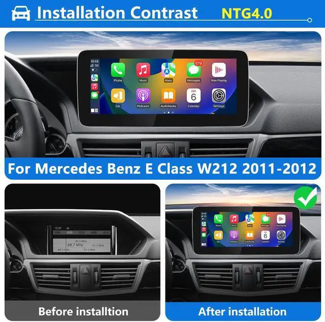 Alt view image 2 of 7 - Android 11 Car Stereo for Mercedes Benz E Class W212 2011 2012 NTG 4.0, Radio Replacement Support CarPlay Android Auto, Touch Screen Multimedia Player GPS Navigator Supports 4G WiFi - 4+64GB