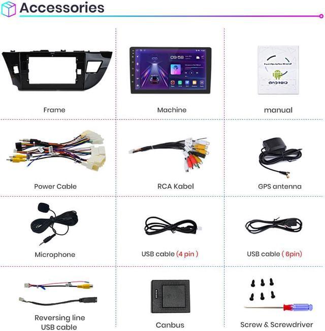 Alt view image 7 of 7 - Android 12.0 [2GB+32GB] Car Radio Compatible For Toyota Corolla E170 E180 2014-2016, 10 Inch Touch Screen with GPS/FM/WiFi/USB, Support SWC, Wireless Carplay/Wired Android Auto
