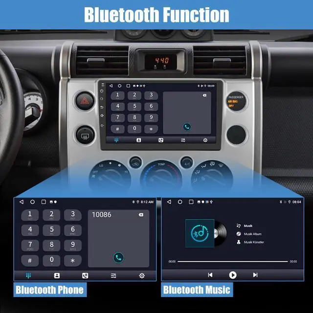Alt view image 6 of 7 - Car Radio Stereo Andriod 12 for Toyota FJ Cruiser 2007-2014 with CarPlay Andriod Auto 2+32GB