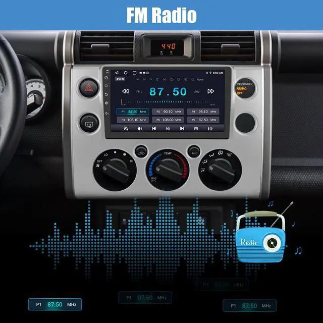 Alt view image 4 of 7 - Car Radio Stereo Andriod 12 for Toyota FJ Cruiser 2007-2014 with CarPlay Andriod Auto 2+32GB