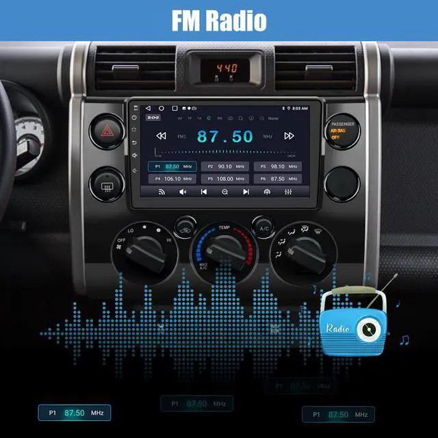 Alt view image 4 of 7 - Car Radio Stereo Andriod 12 for Toyota FJ Cruiser 2007-2014 with Wireless Apple Carplay Andriod Auto 2+32GB