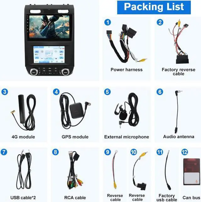 Alt view image 7 of 7 - Android Car Stereo for Ford F150 2015 2016 2017 2018 2019 2020 2021 Dual Screen Radio Upgrade, Touch Screen Car Navigation with Digital AC Climate Carplay/Android Auto/4G/WiFi (4G+64GB)