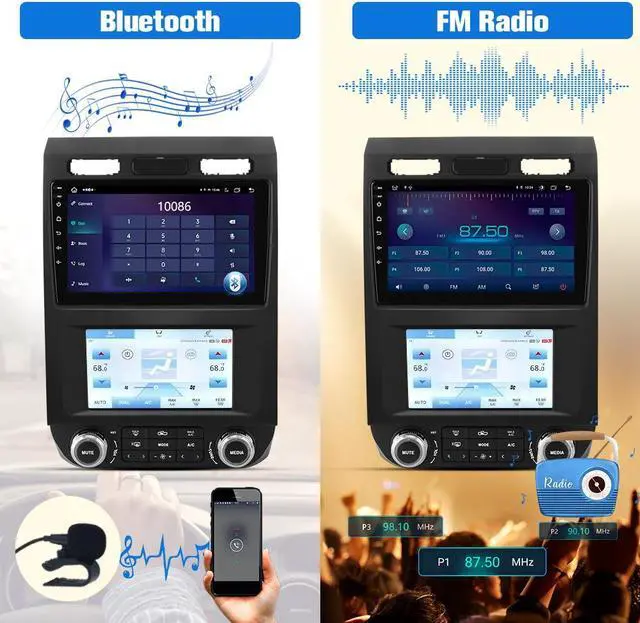 Alt view image 6 of 7 - Android Car Stereo for Ford F150 2015 2016 2017 2018 2019 2020 2021 Dual Screen Radio Upgrade, Touch Screen Car Navigation with Digital AC Climate Carplay/Android Auto/4G/WiFi (4G+64GB)