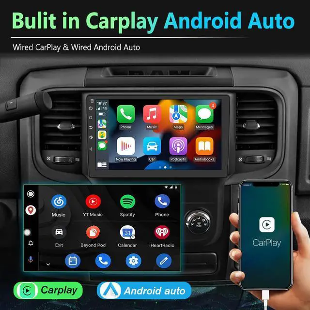 Alt view image 3 of 7 - Android Car Stereo for Dodge RAM 1500 2500 3500 2013-2018 Trucks Radio Upgrade, Wireless CarPlay Android Auto Touch Screen Replacement GPS Bluetooth WiFi, 4+64GB