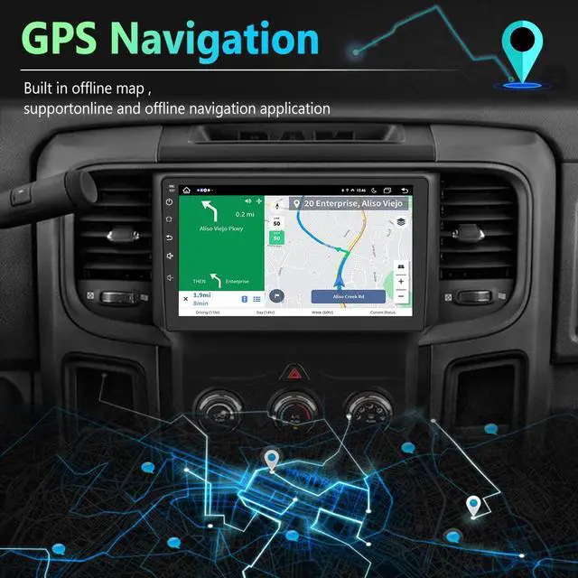 Alt view image 4 of 7 - Android Car Stereo for Dodge RAM 1500 2500 3500 2013-2018 Trucks Radio Upgrade, Wireless CarPlay Android Auto Touch Screen Replacement GPS Bluetooth WiFi, 4+64GB