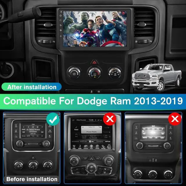 Alt view image 2 of 7 - Android Car Stereo for Dodge RAM 1500 2500 3500 2013-2018 Trucks Radio Upgrade, Wireless CarPlay Android Auto Touch Screen Replacement GPS Bluetooth WiFi, 4+64GB