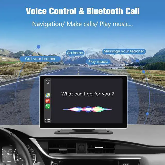 Alt view image 4 of 6 - 9 Inch Portable Car Radio Wireless Android Auto Screen Receiver Compatible with Bluetooth, GPS Navigation Voice Control
