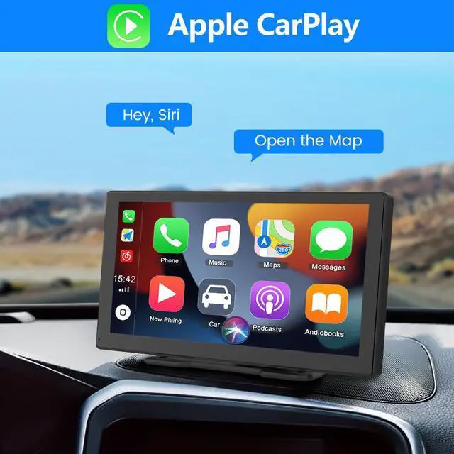 Alt view image 2 of 7 - Wireless Apple Carplay Android Auto Screen 9 Inch Full HD Touch Screen Portable Car Stereo Radio Dash Mount Car Play Adapter