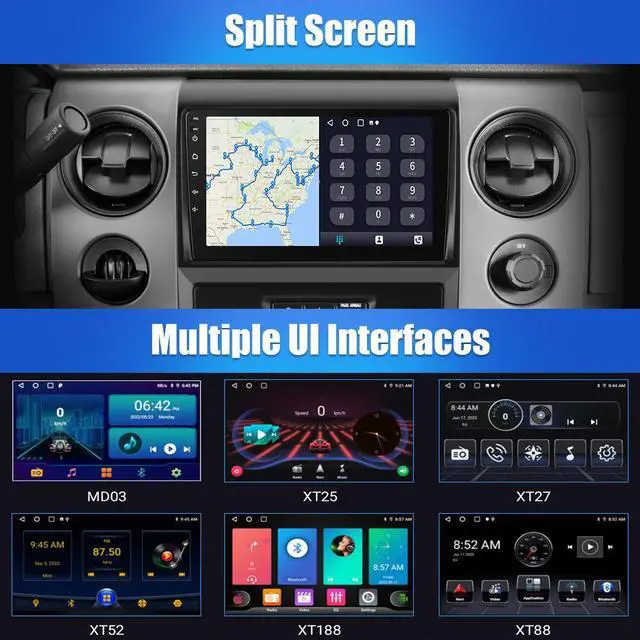 Alt view image 6 of 7 - Car Stereo for Ford F150 2009 2010 2011 2012, Android 12 Radio Update with 9" HD Touchscreen Wireless Carplay Android Auto GPS Navigation WiFi Bluetooth FM - 2G RAM 32G ROM