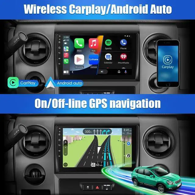 Alt view image 3 of 7 - Car Stereo for Ford F150 2009 2010 2011 2012, Android 12 Radio Update with 9" HD Touchscreen Wireless Carplay Android Auto GPS Navigation WiFi Bluetooth FM - 2G RAM 32G ROM