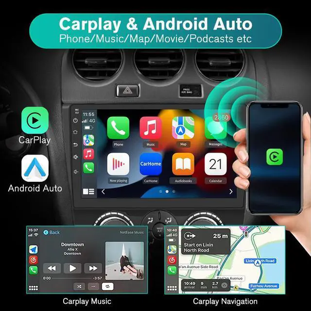 Alt view image 3 of 7 - Android Car Stereo for Nissan Teana Altima 2008 2009 2010 2011 2012, Manual A/C Android Touch Screen Radio Wireless Carplay Car Radio Android Auto Bluetooth WiFi GPS Navigation 2+32GB