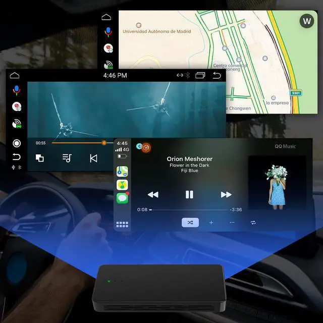 Alt view image 4 of 7 - Wireless Carplay AI Box for OEM Wired Carplay Cars, Android 10 4G+ 64GB Multimedia Player Carplay Wireless Black Adapter with GPS WiFi Split Screen Google Play for Honda Jeep Chevy Ford Toyota