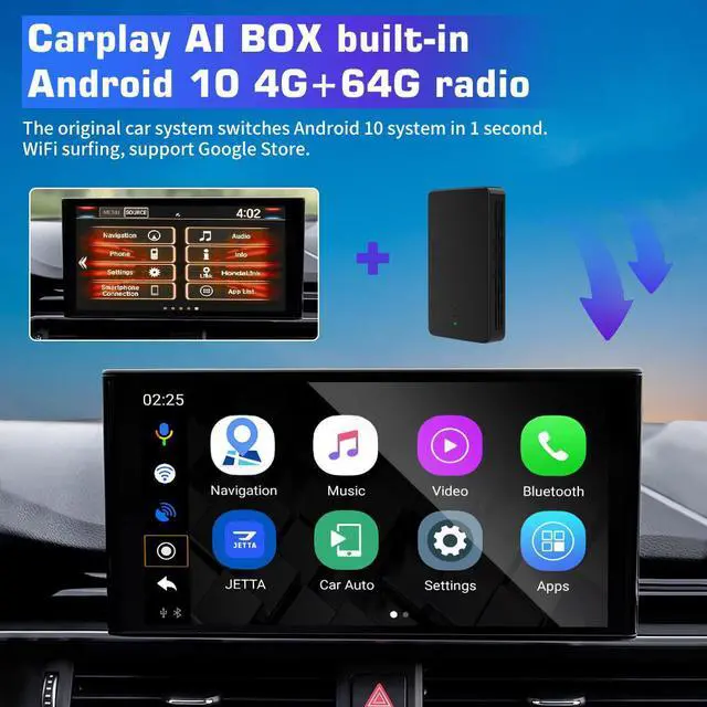 Alt view image 2 of 7 - Wireless Carplay AI Box for OEM Wired Carplay Cars, Android 10 4G+ 64GB Multimedia Player Carplay Wireless Black Adapter with GPS WiFi Split Screen Google Play for Honda Jeep Chevy Ford Toyota