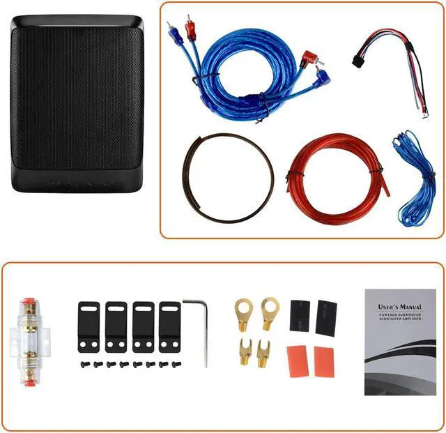 Alt view image 7 of 7 - Car Subwoofer 100W RMS 200 Watts Max Power Compact Powered Subwoofer for Cars,Loaded 8" Ported Under Seat Quick Bass Universal Subwoofer System with Remote Bass Knob