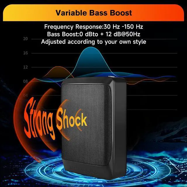 Alt view image 5 of 7 - Car Subwoofer 100W RMS 200 Watts Max Power Compact Powered Subwoofer for Cars,Loaded 8" Ported Under Seat Quick Bass Universal Subwoofer System with Remote Bass Knob