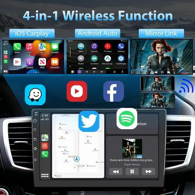 Alt view image 2 of 7 - 4-in-1 Car Wireless Adapter for Factory Wired CarPlay/Android auto AirPlay/Mirror Link 2024 Upgrade Wireless Features Adapter Plug & Play with USB-A/C to C Cables