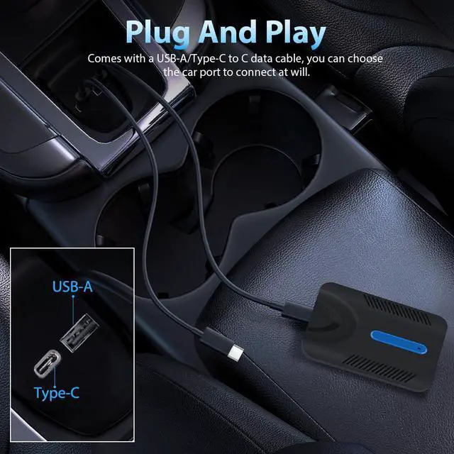 Alt view image 6 of 7 - 4-in-1 Car Wireless Adapter for Factory Wired CarPlay/Android auto AirPlay/Mirror Link 2024 Upgrade Wireless Features Adapter Plug & Play with USB-A/C to C Cables