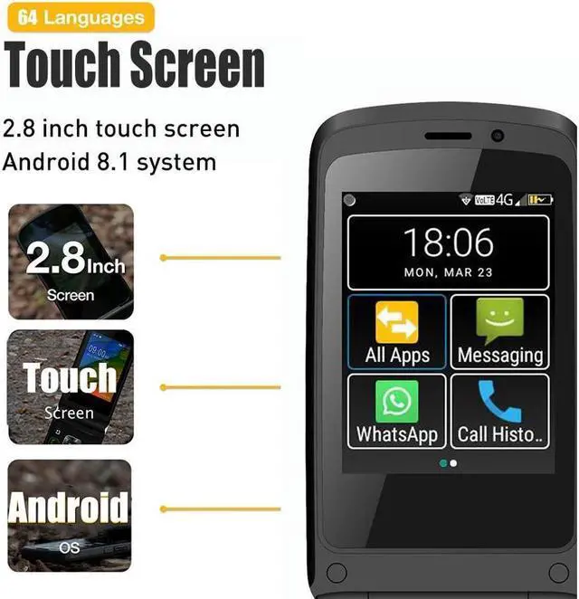 Alt view image 3 of 7 - Q5 Flip  4G phone 3GB Ram + 32GB Rom smartphone No google version