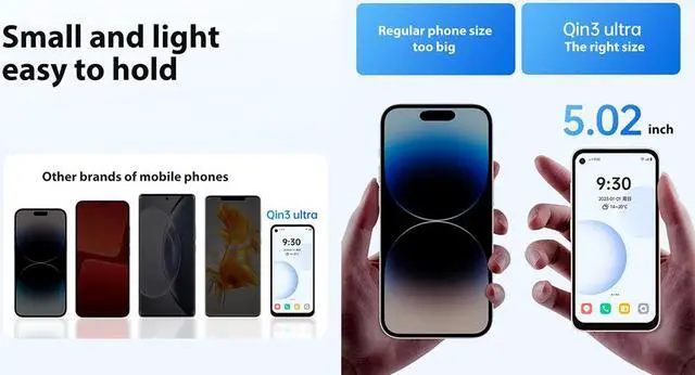 Alt view image 2 of 7 - 4G Unlocked Cell Phones Canada 2023,Qin 3 Ultra 4G Android 12 Smartphones,8GB + 256GB Large Storage 6.8" FHD+ 90Hz Screen 64MP Camera 4g Phone with 2500mAh Battery Pink