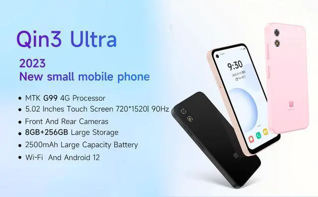 Alt view image 3 of 7 - 4G Unlocked Cell Phones Canada 2023,Qin 3 Ultra 4G Android 12 Smartphones,8GB + 256GB Large Storage 6.8" FHD+ 90Hz Screen 64MP Camera 4g Phone with 2500mAh Battery Pink