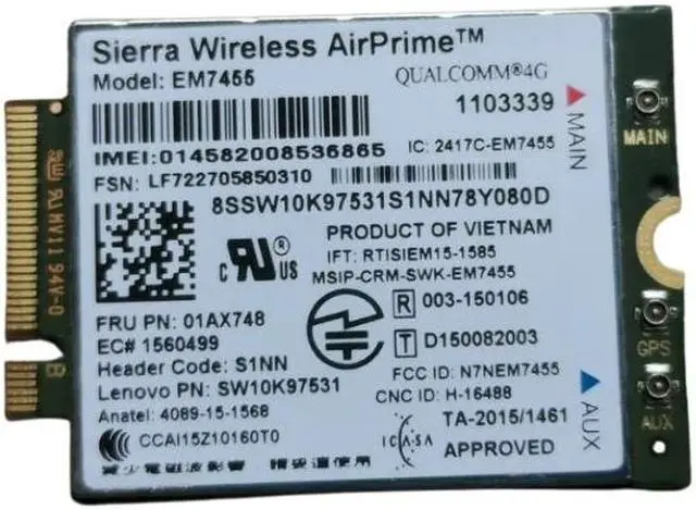 Main image of EM7455 3G 4G WWAN module 01AX748 For X1 carbon 5th X270 T470 T470S T470P t570 L